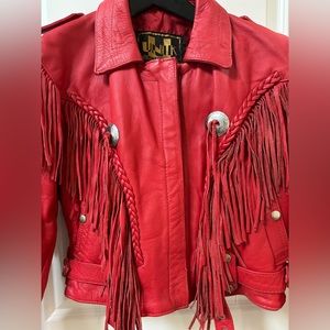 Unik international inc. red leather jacket